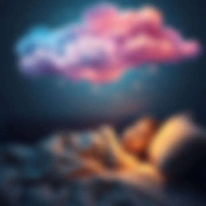 A 13-year-old child peacefully sleeping in a cozy bedroom with colorful dream clouds above, symbolizing lucid dreaming.