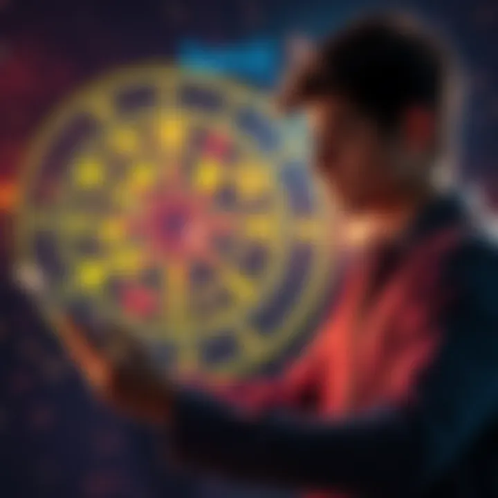 A young man examining an astrology chart, seeking personal insights for self-growth.
