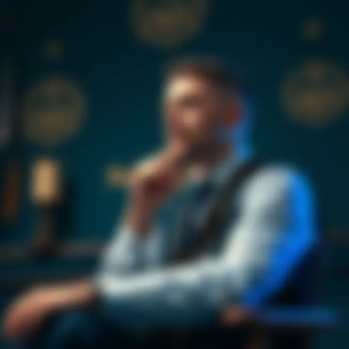 A 28-year-old Master Mason sits thoughtfully with Masonic symbols in the background, contemplating his future in Freemasonry