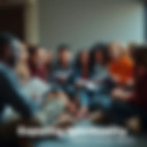 A group of diverse young people sitting in a circle, discussing spirituality with open books and notepads in front of them, showing expressions of curiosity and contemplation.