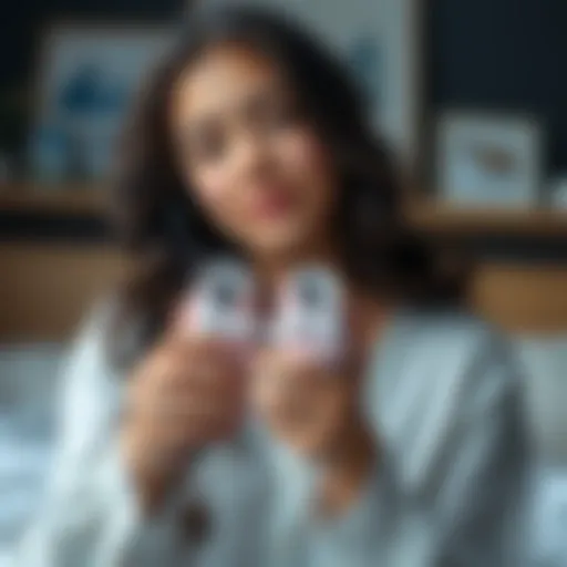 A 22-year-old woman gently holds a pair of baby shoes, symbolizing her hopes for future motherhood, with a thoughtful expression on her face.