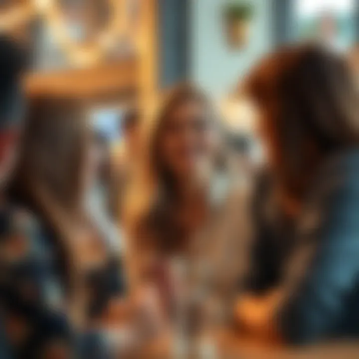 A 26-year-old woman smiling while engaging in a lively discussion with friends, sharing fun stories and insights.