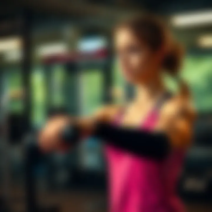 A 19-year-old right-handed woman doing exercises to promote health and fitness.