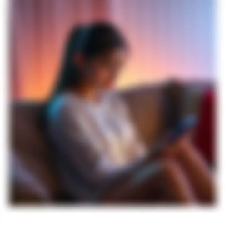 A young woman sitting pensively on a couch, looking at a phone with a thoughtful expression, symbolizing her feelings about her ex-boyfriend and dreams of reconciliation.