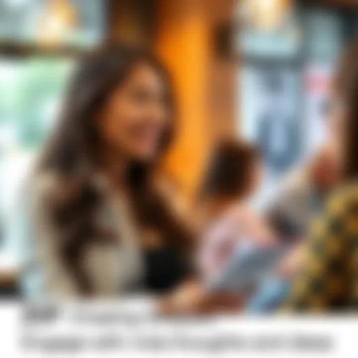 A 20-year-old right-handed woman engaging in conversation, smiling, with a notebook and pen, inviting others to share ideas.