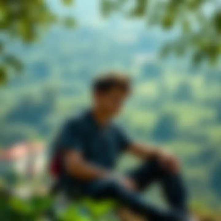A 19-year-old sitting in a serene setting, looking thoughtful while surrounded by nature, representing the balance between overthinking and practice.