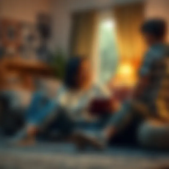 A 19-year-old sitting in a cozy room with a journal, surrounded by family photos, looking thoughtful as they balance work and study with spiritual practices.