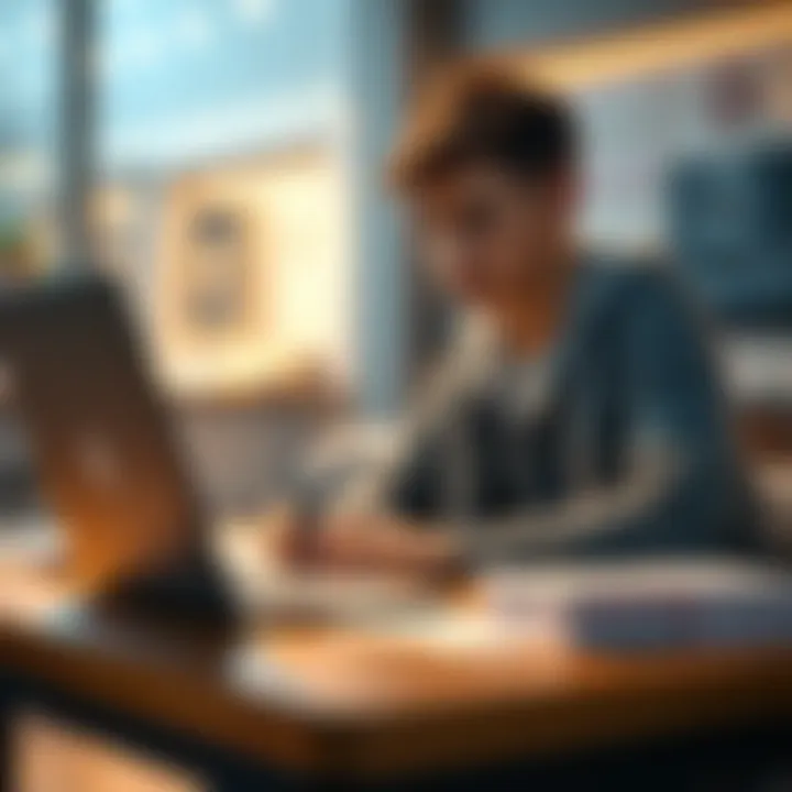 A 22-year-old person sitting at a desk with a laptop, looking thoughtful and writing notes, symbolizing life decisions and seeking guidance.