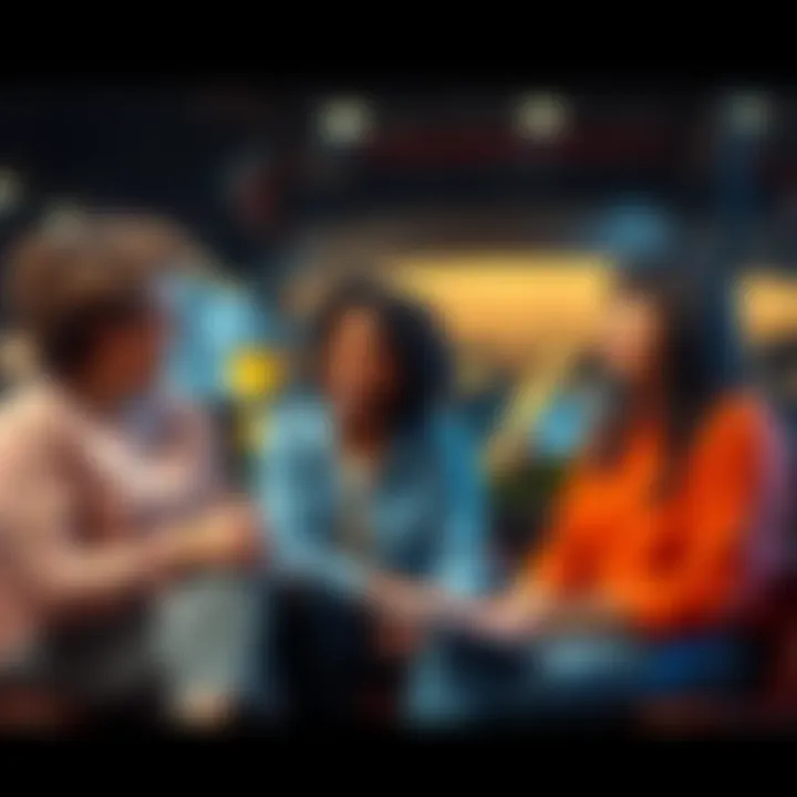 A group of young adults sitting together, sharing ideas about their careers, health, and relationships, showing engagement and support.