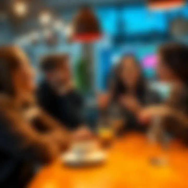 A group of young adults discussing their career and relationship experiences at a coffee shop