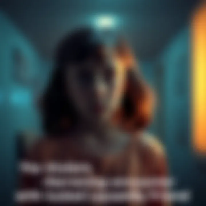 A young girl looking worried while standing in a dimly lit room, symbolizing her traumatic experience with a family friend.