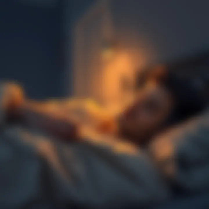 A young man lies in bed with a peaceful expression, dreaming of his late friend who smiles at him from a memory. The room is softly lit, symbolizing comfort and sorrow.