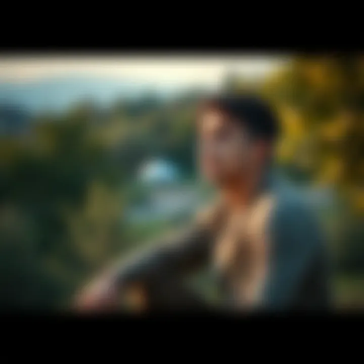 A 26-year-old man sitting outdoors, looking thoughtful while surrounded by nature