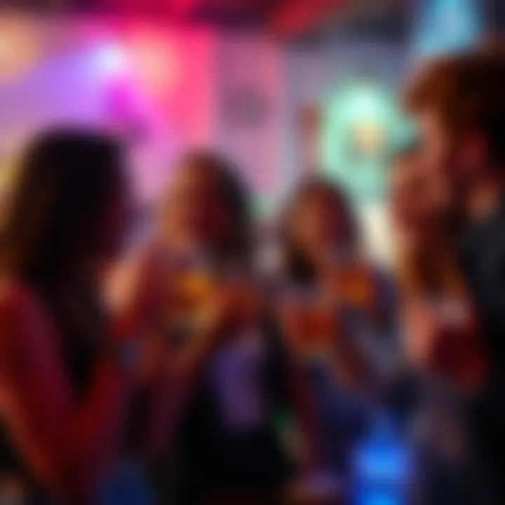 A group of young adults enjoying drinks at a social gathering, displaying camaraderie and celebration.