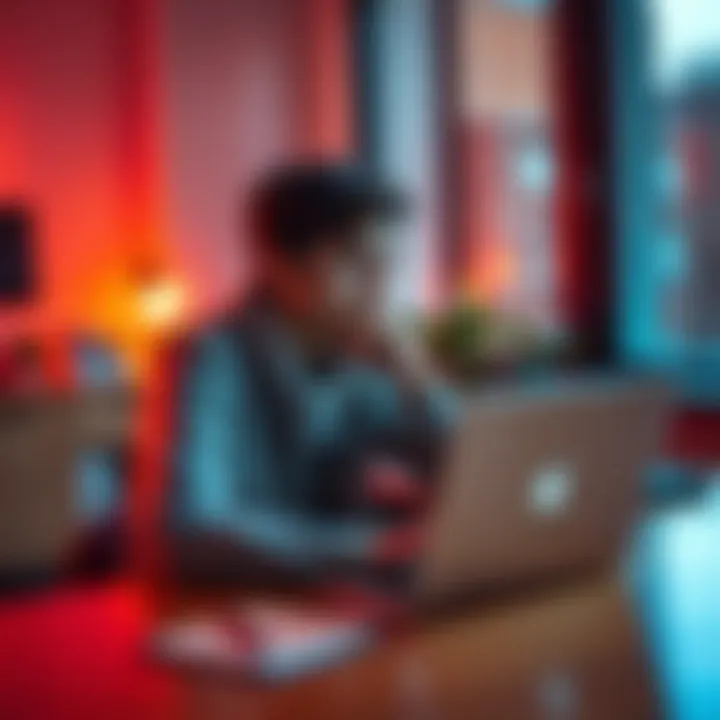 Young Person Seeking Career Advice A 22-year-old sits at a desk with a laptop, looking thoughtful while contemplating career options, with a notepad and pen beside them.