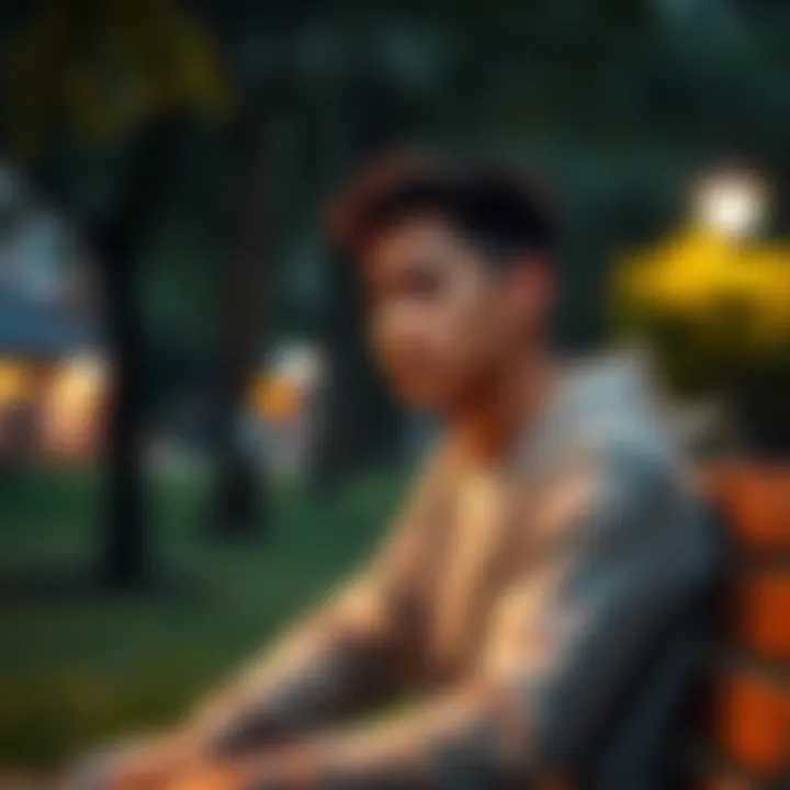 A young adult sits on a park bench, looking worried and thoughtful, as they contemplate marriage proposals and their future.