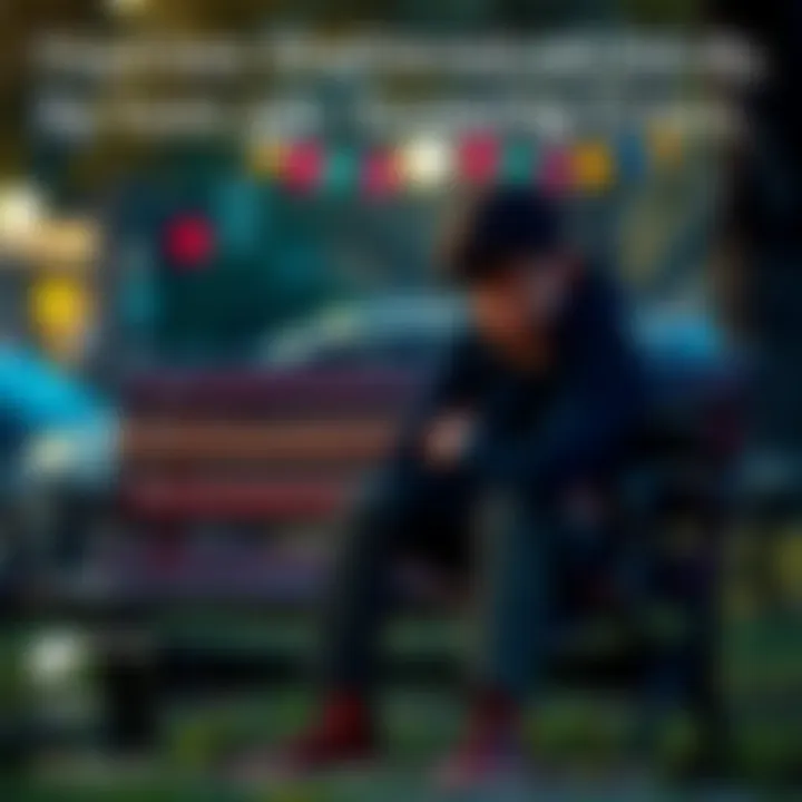 Young person sitting alone, looking distressed A young person with a worried expression sits on a park bench, symbolizing the emotional impact of health crises. They appear lost in thought, reflecting the struggles faced by many youth affected by ...