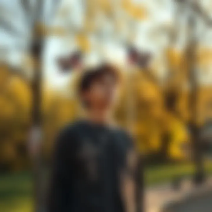 A 26-year-old individual stands in a sunny park, looking thoughtful and open, symbolizing their journey from Christianity to Paganism.