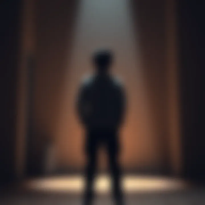 A young individual standing in a dimly lit room, looking thoughtful while reflecting on past experiences, symbolizing the battle against emotional challenges stemming from childhood trauma.