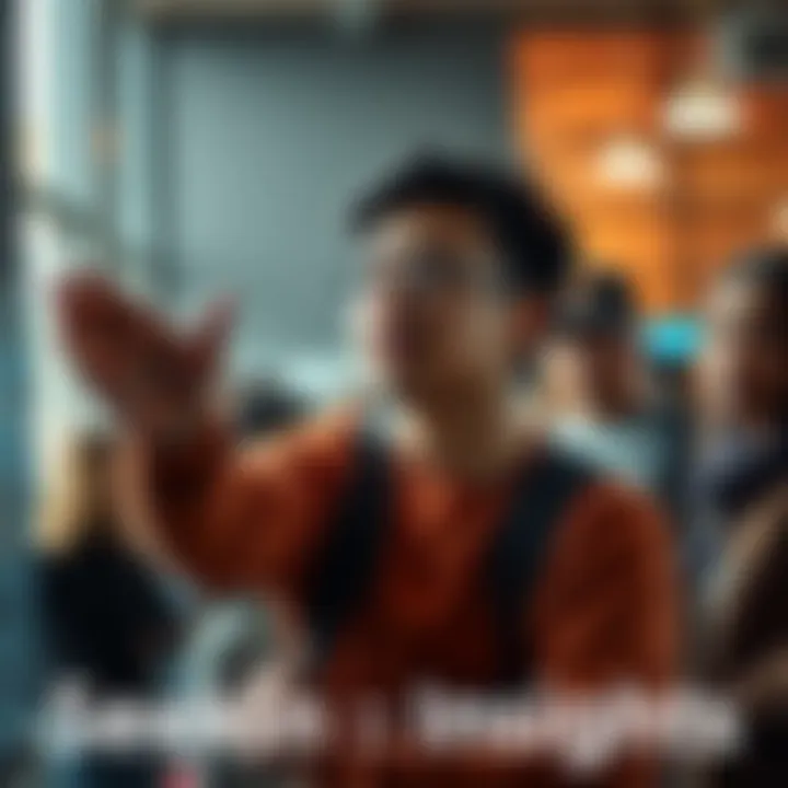 An 18-year-old reaching out for insights and conversations with a group of diverse people of different ages gathered around them