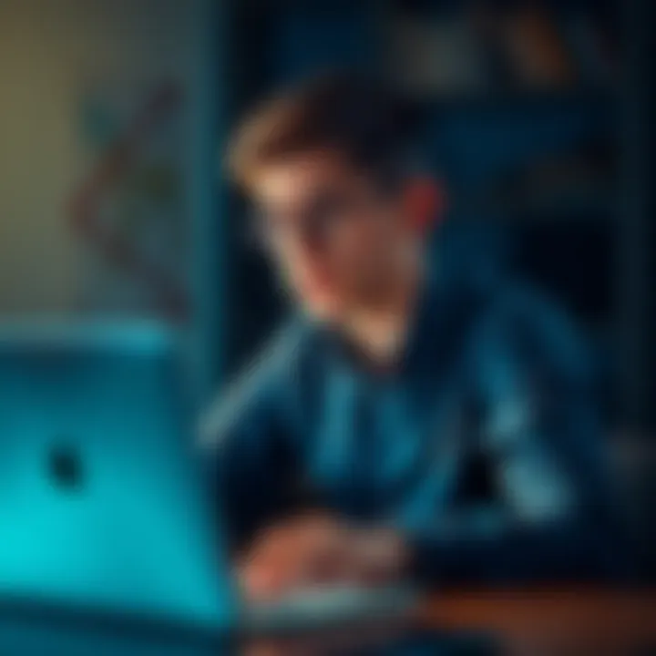 A 22-year-old person sitting at a desk, looking worried while gazing at a laptop, symbolizing career challenges and uncertainty.