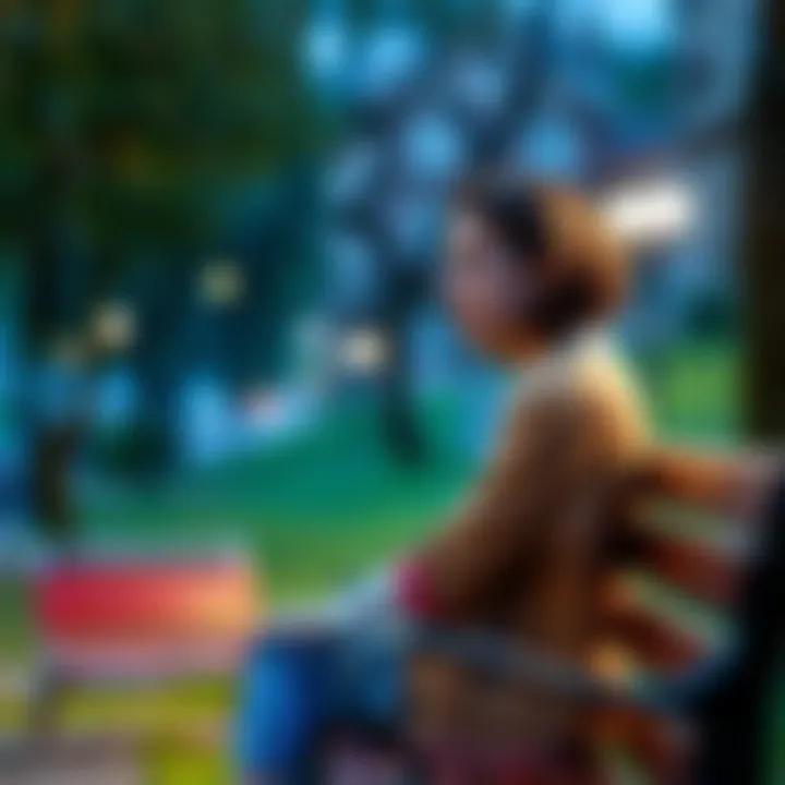 A 19-year-old woman sits on a park bench, looking thoughtfully at her surroundings, inviting conversation about personal growth.