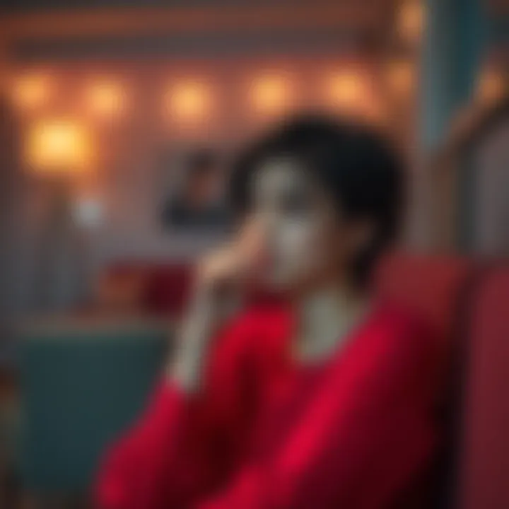 A young woman sitting alone, looking pensive, with a thoughtful expression, reflecting on her relationship issues.