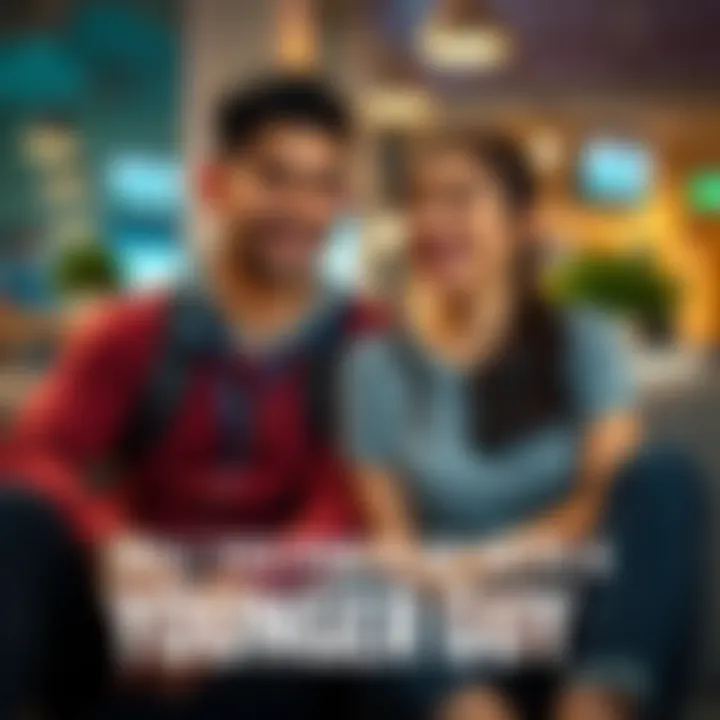 Younger Couple Smiling Together A happy young man and woman sitting closely, sharing a laugh in a casual setting, representing age gap relationships