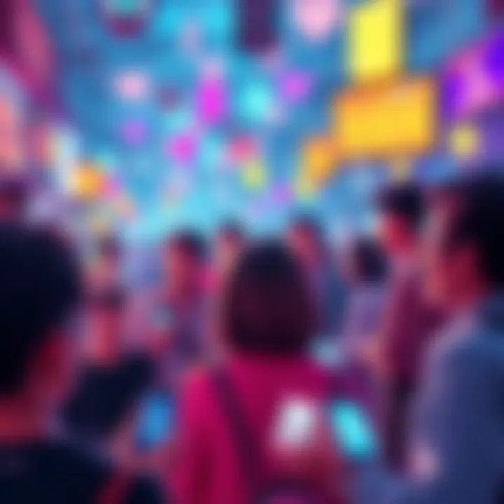 A vibrant image of people discussing the Youngho Fine Shyt trend, with colorful graphics representing social media reactions.