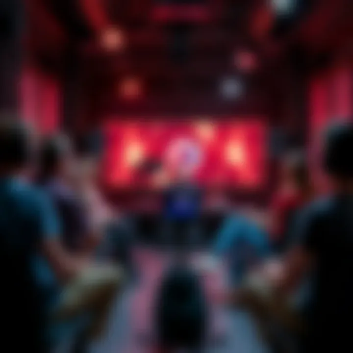 A group of YouTubers talking about the Epstein files in a studio setting, with one person presenting on camera and others listening attentively.