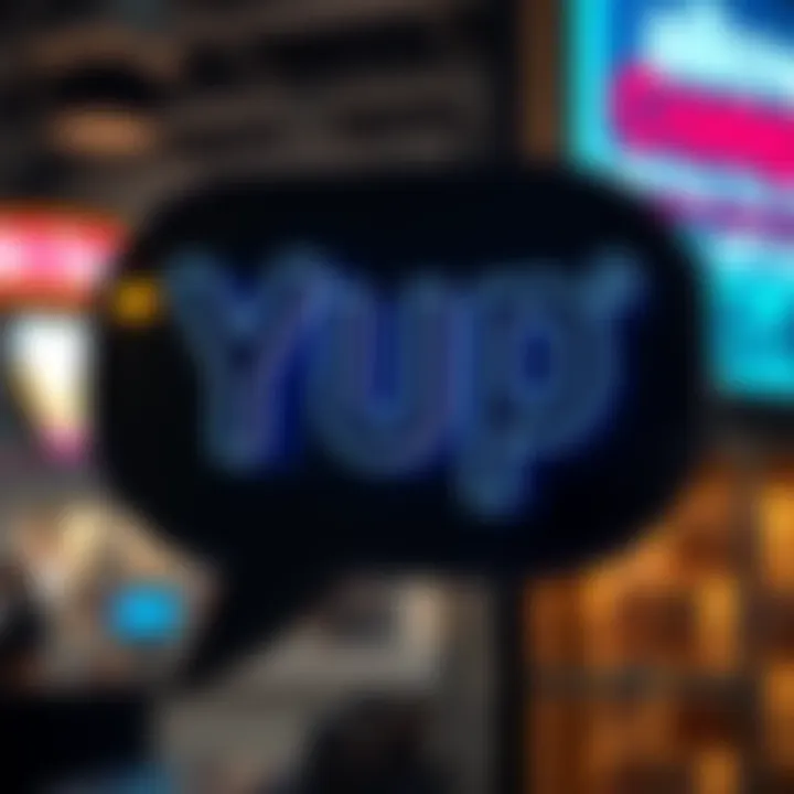 A speech bubble featuring the word 'Yup' in bold letters, symbolizing modern communication and affirmation.