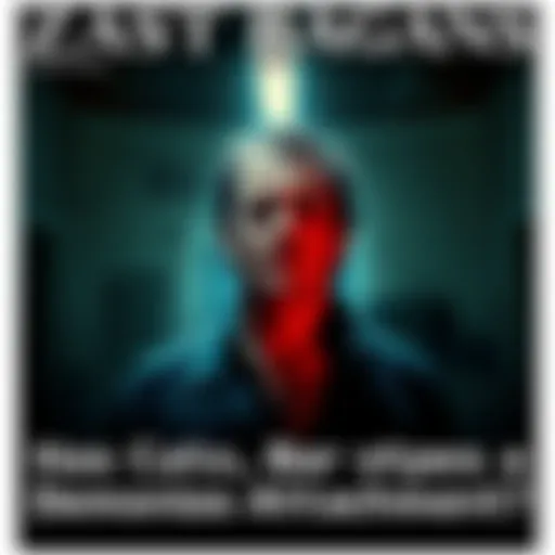 Zak Bagans stands in a dimly lit room, appearing tense with a serious expression, hinting at a dark presence around him.