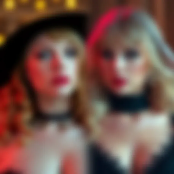 Side-by-side images of Zeena LaVey and Taylor Swift highlighting their features and resemblance.