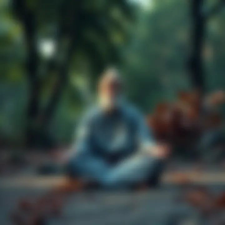 A Zen master sitting peacefully in meditation, surrounded by nature, representing a non-religious approach to spirituality.