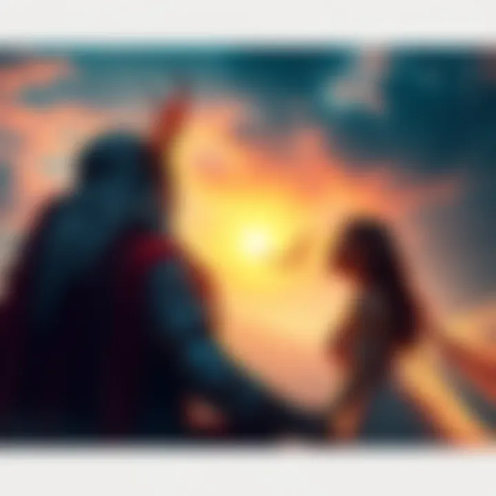 An artistic depiction of Duke Zepar overlooking a couple in harmony, symbolizing love and conflict resolution.