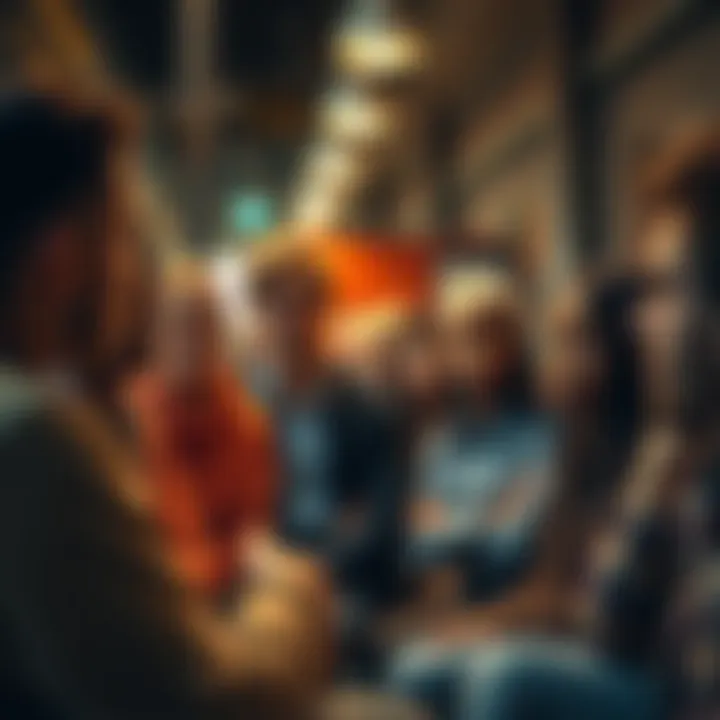 A diverse group of people discussing zero tolerance policies in a community setting, showcasing determination and engagement.