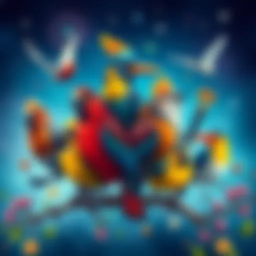 A colorful illustration showing various zodiac signs paired with unique birds, highlighting their traits in a fun way.