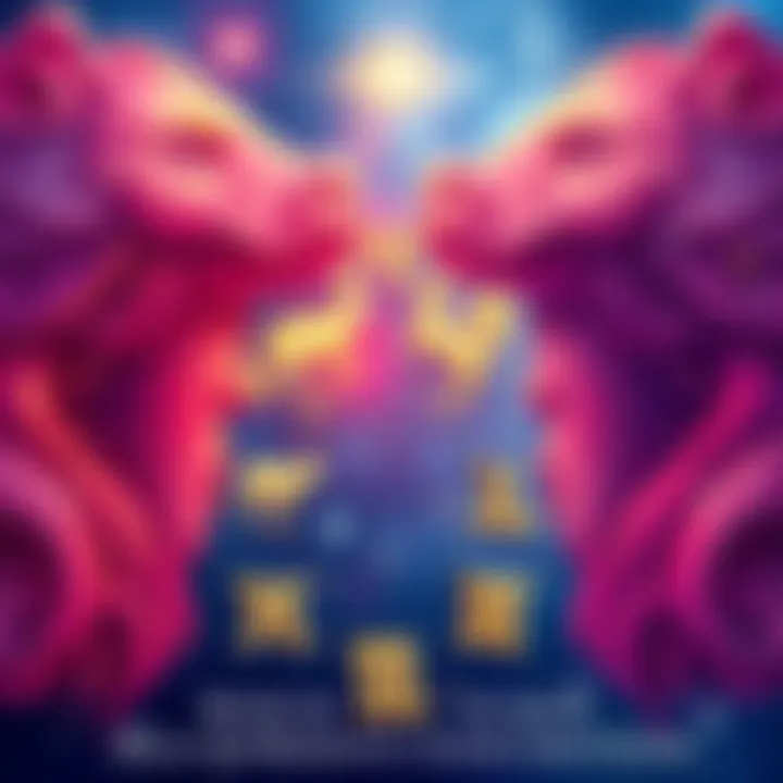 Illustration showing zodiac signs with emotional symbols representing feelings and relationships