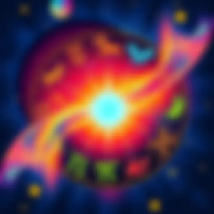 A colorful illustration showing symbols of all zodiac signs against a cosmic background, representing predictions about the end of the world for each sign.