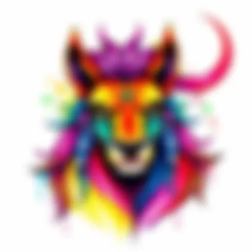 A colorful drawing of a zodiac sign with its associated animal, showcasing vibrant colors and artistic style, symbolizing personality traits.