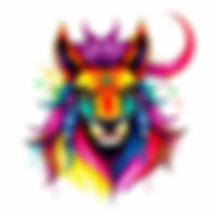 Zodiac Sign Drawing A colorful drawing of a zodiac sign with its associated animal, showcasing vibrant colors and artistic style, symbolizing personality traits.