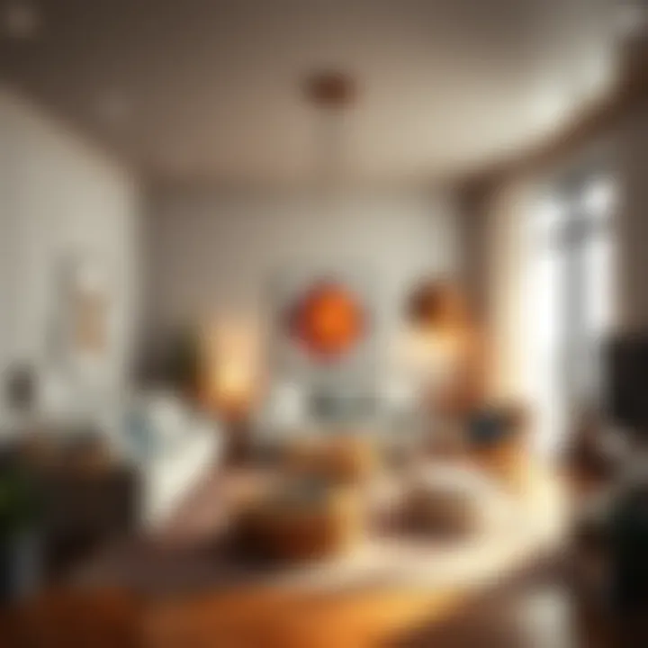 A stylish living room decorated with zodiac signs and unique furnishings reflecting personal traits.