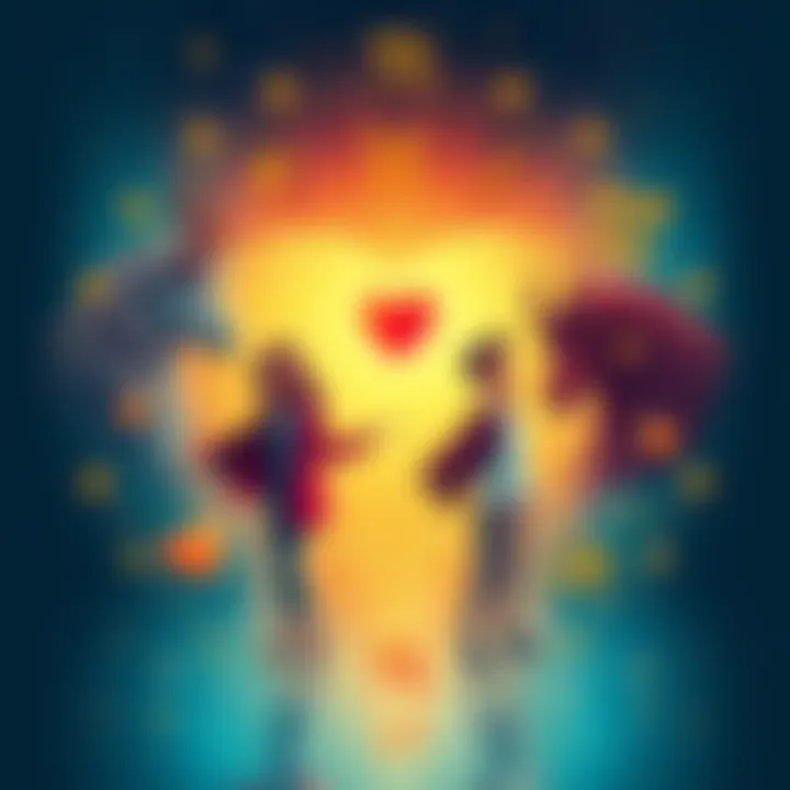 Illustration showing different zodiac signs with symbols of attraction like hearts and stars around them