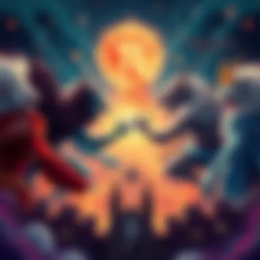 Zodiac Signs Battle An illustration of zodiac signs in a fierce battle formation, each sign represented by its symbol and colors, ready to clash against one another.