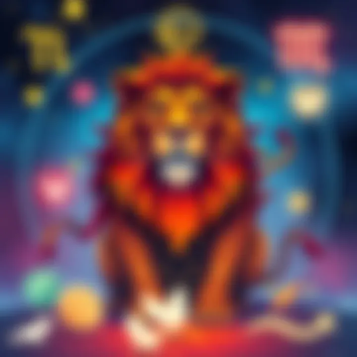 Illustration showing a Leo sign struggling to communicate with other zodiac signs, represented with symbols of different signs around it.