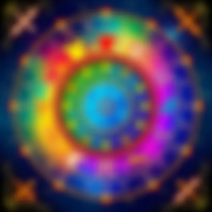 A colorful illustration showing the twelve zodiac signs arranged in a circle with lines connecting compatible pairs, symbolizing harmony in relationships.