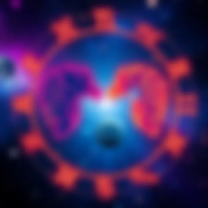 Two zodiac signs represented by symbols, surrounded by stars, illustrating their unique attributes and compatibility.