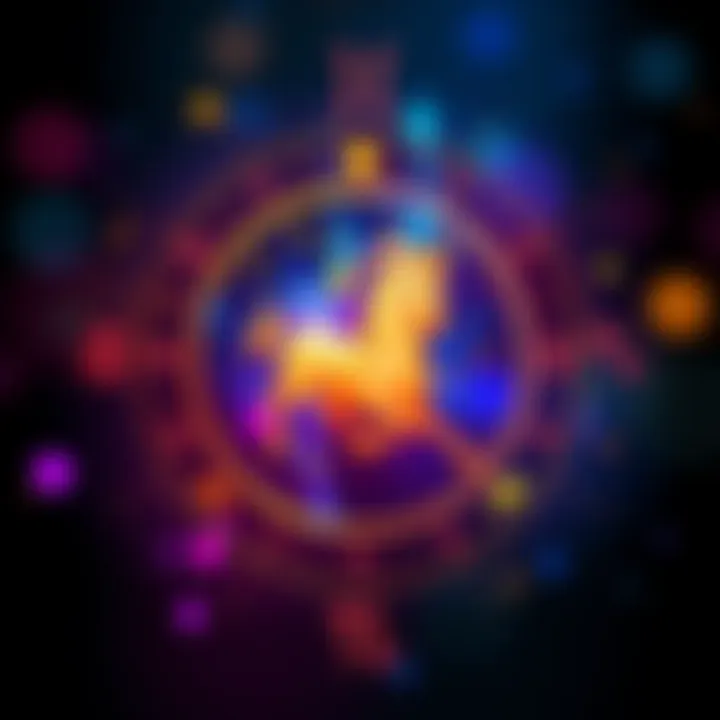 An Aquarius symbol surrounded by symbols of compatible zodiac signs such as Gemini and Libra, representing friendship and harmony.