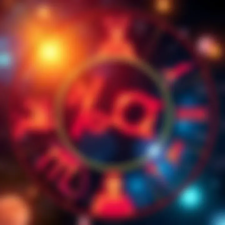An artistic representation of zodiac signs in a circle, with symbols for Venus and Mars highlighted, symbolizing love and attraction in relationships.