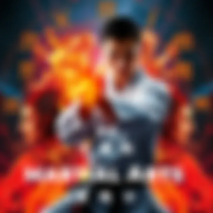 A collage of zodiac symbols representing their connection to martial arts, showcasing elements like a martial artist in action and zodiac signs in the background.